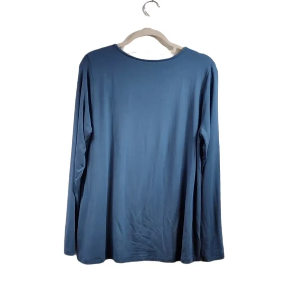 SOFT SURROUNDINGS Teal Beckett Cutout Keyhole Tunic Top SIZE PL - Picture 7 of 9